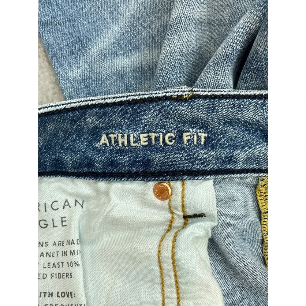 American Eagle Jeans Mens 38 x 32 Blue Cotton Blend Stretch Athletic Fit